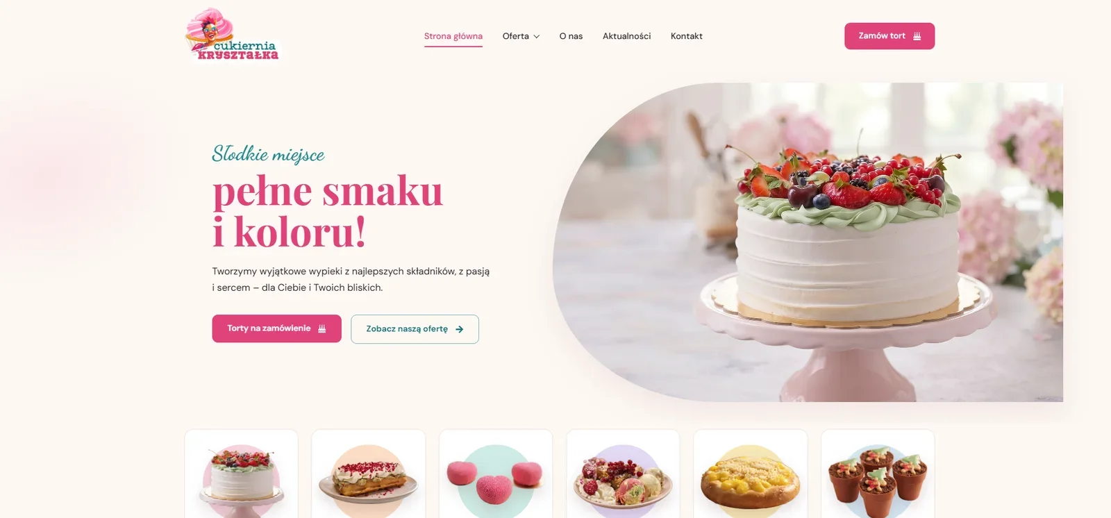 Cukiernia Kryształka – strona na komputerze