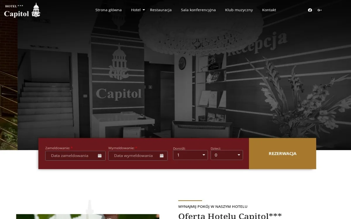 Strona Hotel Capitol – realizacja TypowyInformatyk.pl