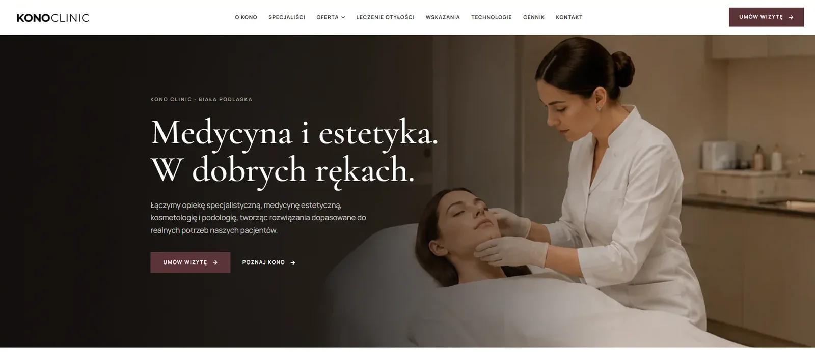 KONO Clinic – strona na komputerze