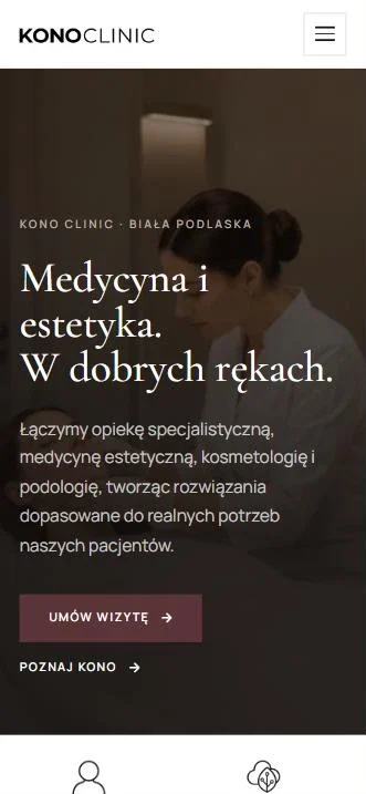 KONO Clinic – strona na telefonie