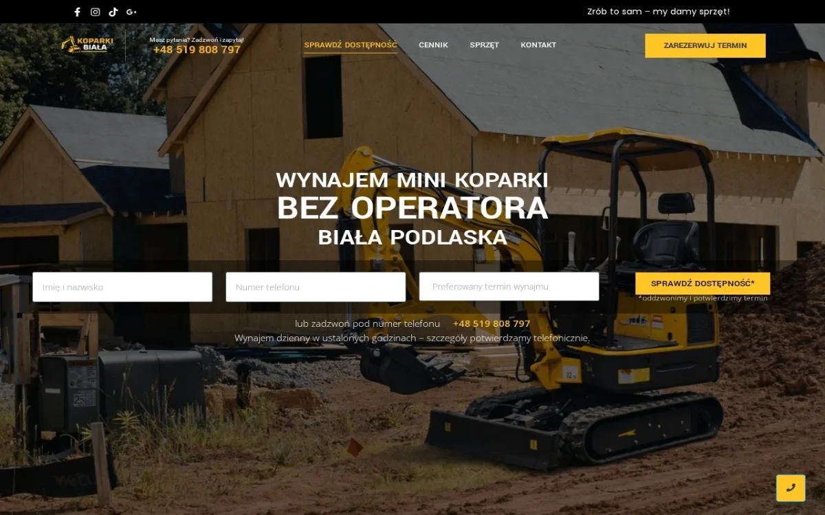 Strona Koparkibiala.pl – realizacja TypowyInformatyk.pl